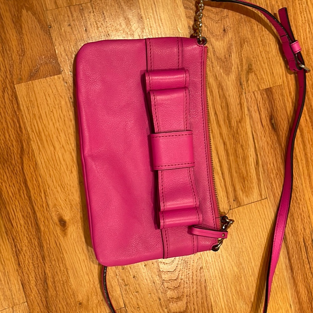 Kate Spade hot pink leather crossbody with bow